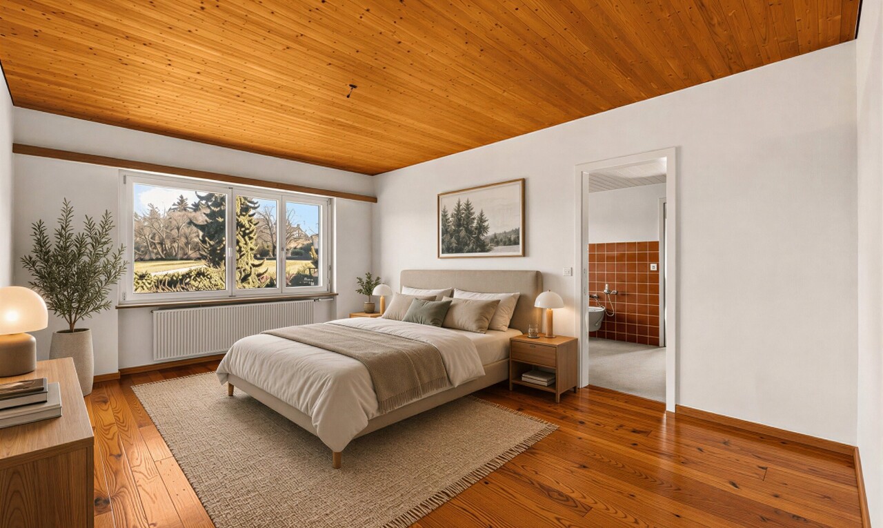 leerer raum mit day time, kühler, wood ceiling, holzdecke, und natural light