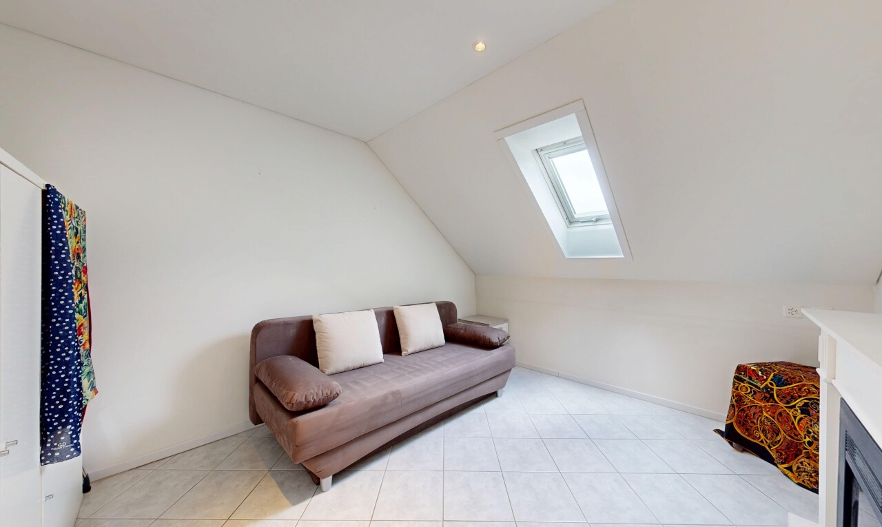 salon avec puits de lumière, pièce supplémentaire, inside property, vaulted ceiling, et plafond voûté