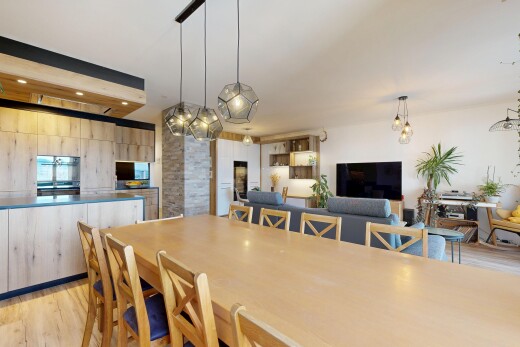 dining area with light wood-type flooring