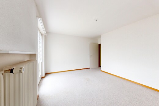 spare room with light carpet and radiator