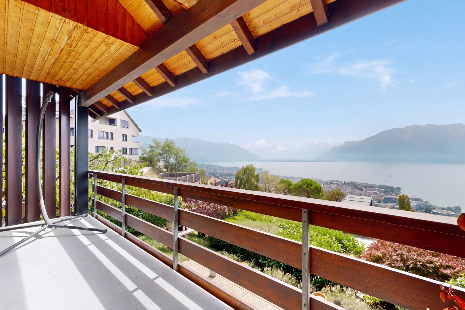 balcony with a mountain view