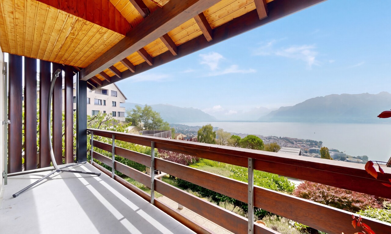 balcony with a mountain view