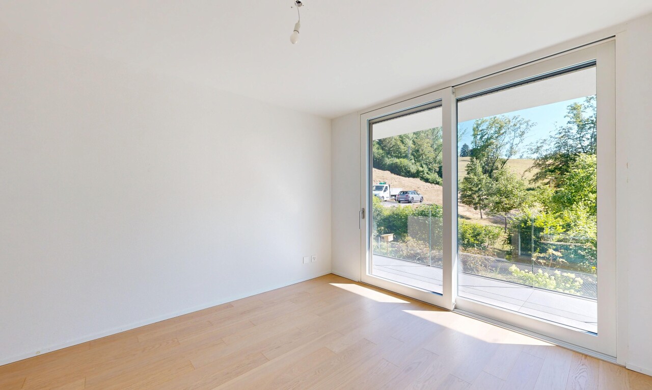 pièce vide avec inside property, sol en finition bois, wood finish floor, cloison sèche, et drywall