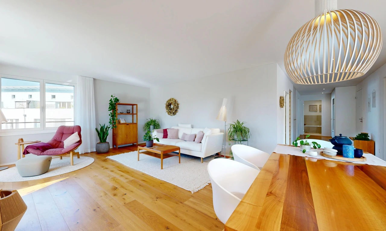 living area featuring light wood-style flooring