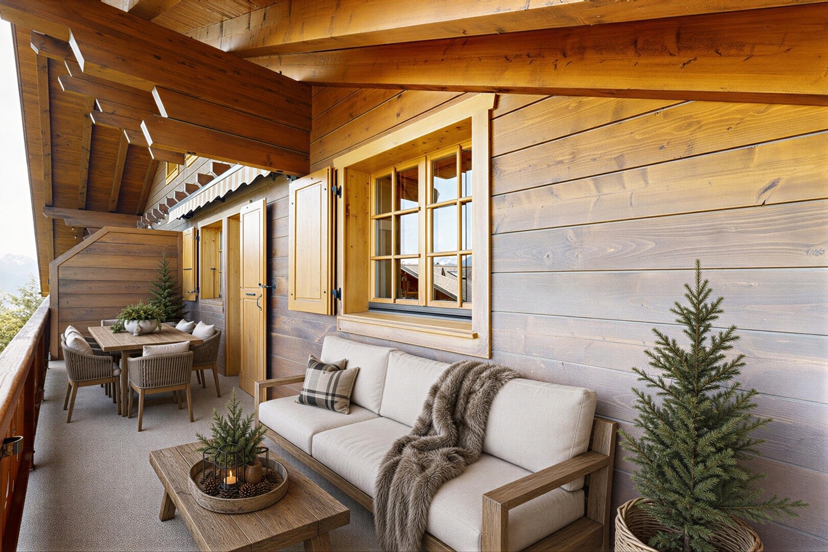 terrasse avec balcon