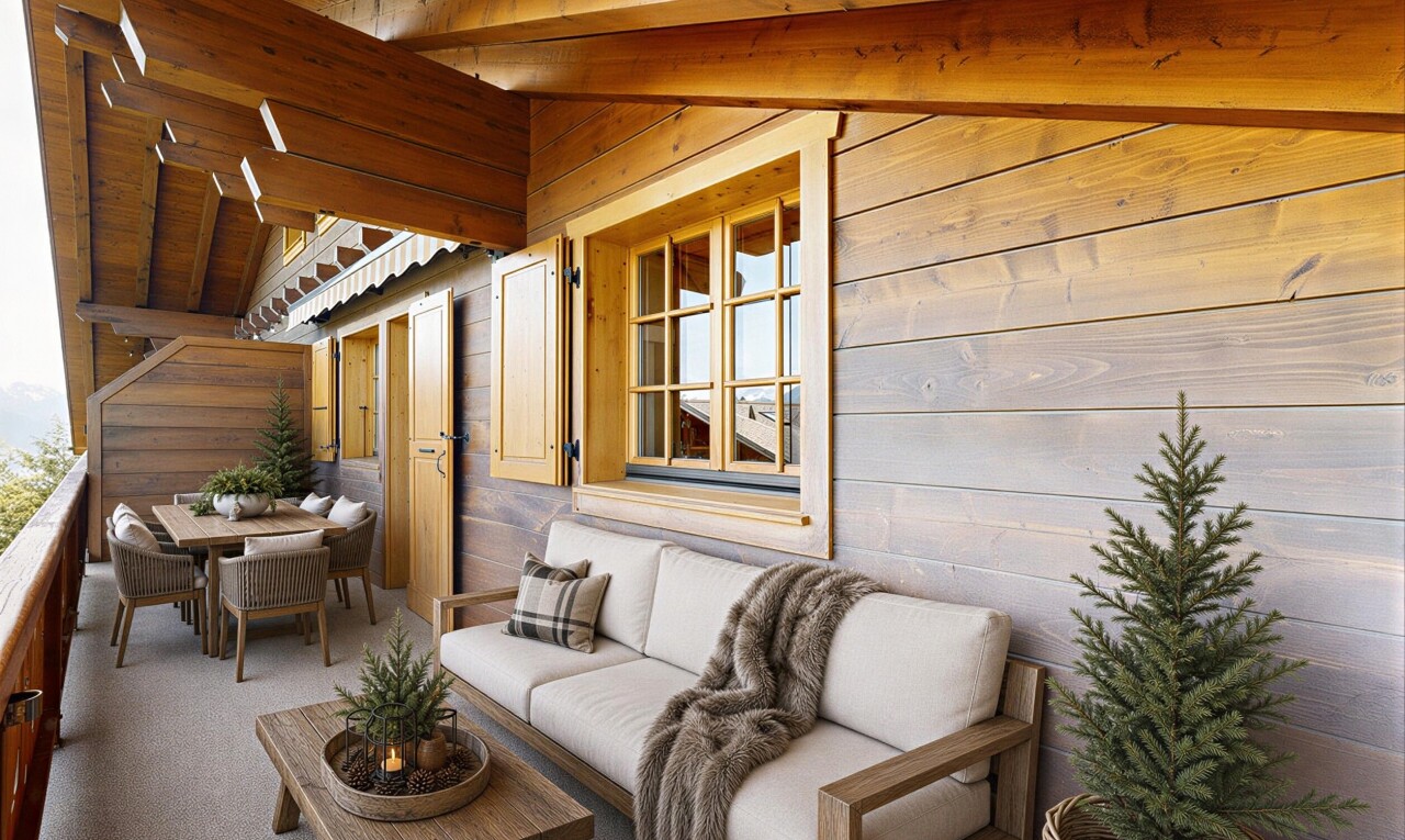 terrasse avec balcon