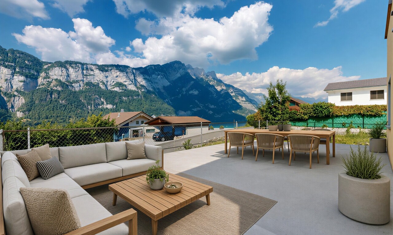 blick auf die berge mit mountain view, blick auf die berge, from property, und day time