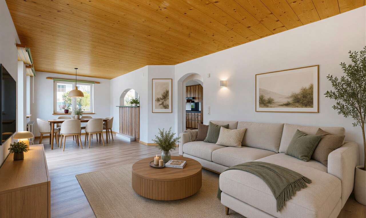 leerer raum mit natürliches licht, natural light, gewölbte gehwege, inside property, und gipskartonwand