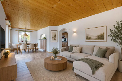 leerer raum mit natürliches licht, natural light, gewölbte gehwege, inside property, und gipskartonwand