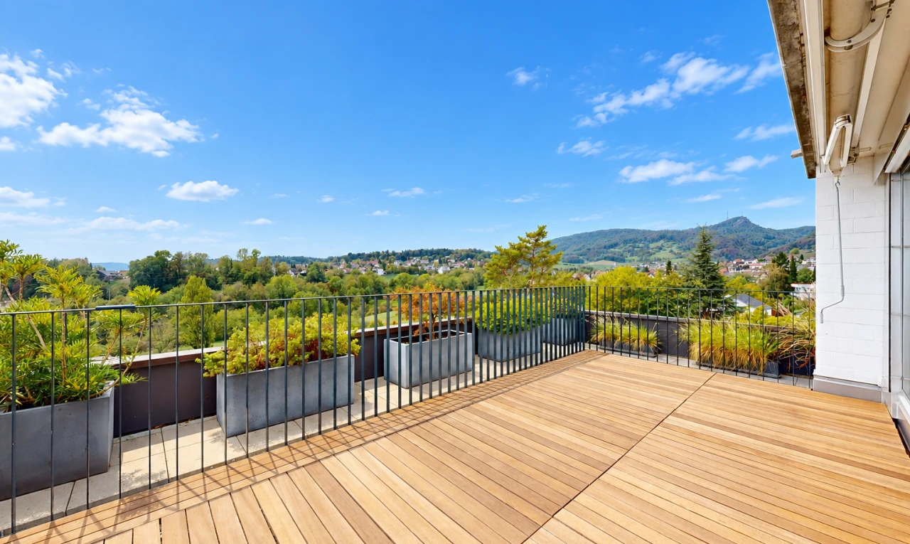 terrasse mit view focus, from property, deck, blick auf die berge, und mountain view