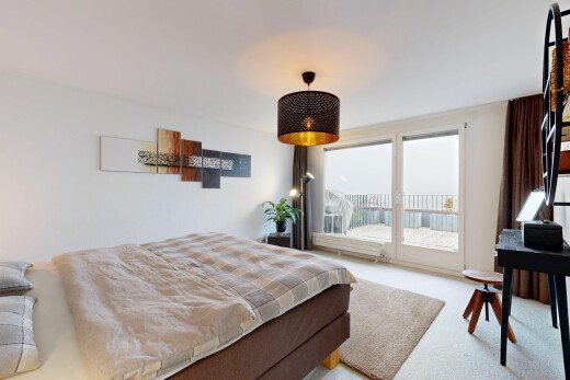 zimmer / schlafzimmer mit natural light, natürliches licht, drywall, gipskartonwand, und carpet