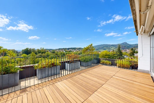 terrasse mit view focus, from property, deck, blick auf die berge, und mountain view