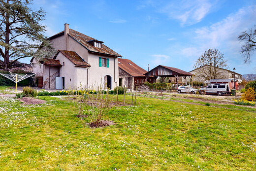 außenansicht mit stuckverkleidung und rasen