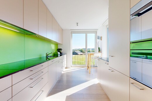 küche mit light floor, day time, holzfußboden, wood finish floor, und bodendeckenfenster