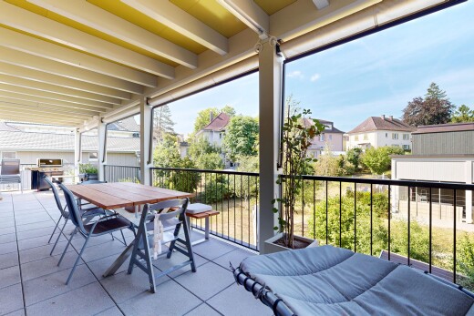 balkon mit from property, day time, essbereich im freien, grill, und wintergarten