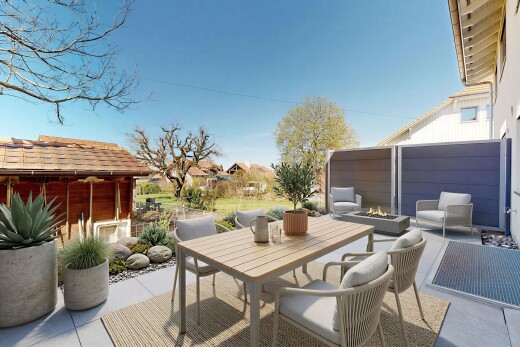 terrasse avec terrasse, foyer extérieur, day time, from property, et coin repas extérieur