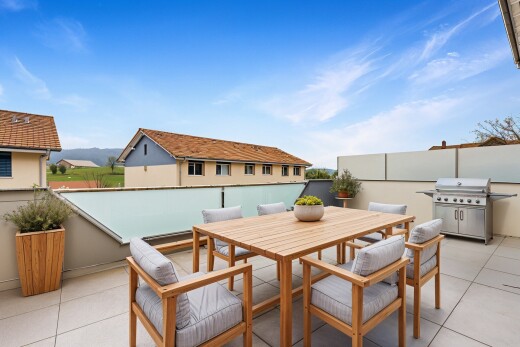 terrasse mit essbereich im freien, terrasse, und grill