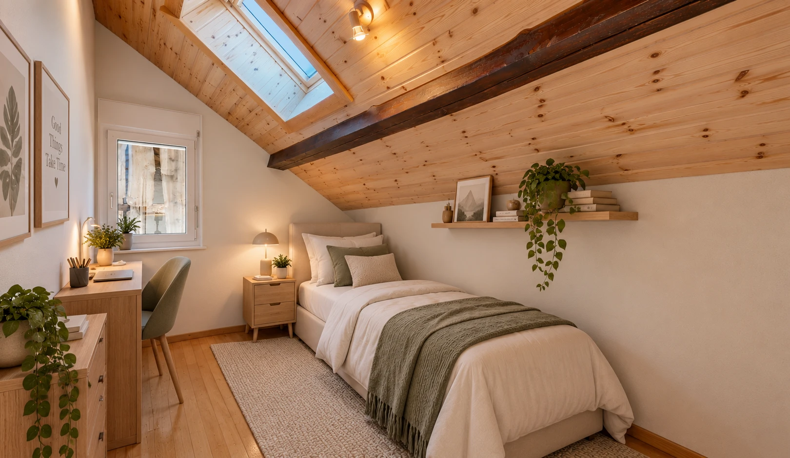 pièce vide avec puits de lumière, wood ceiling, plafond en bois, vaulted ceiling, et plafond voûté
