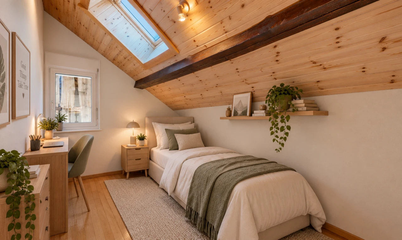 pièce vide avec puits de lumière, wood ceiling, plafond en bois, vaulted ceiling, et plafond voûté