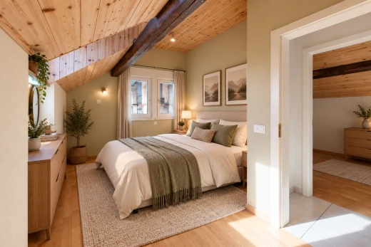pièce vide avec plafond en bois, wood ceiling, sol en finition bois, wood finish floor, et high end ceiling