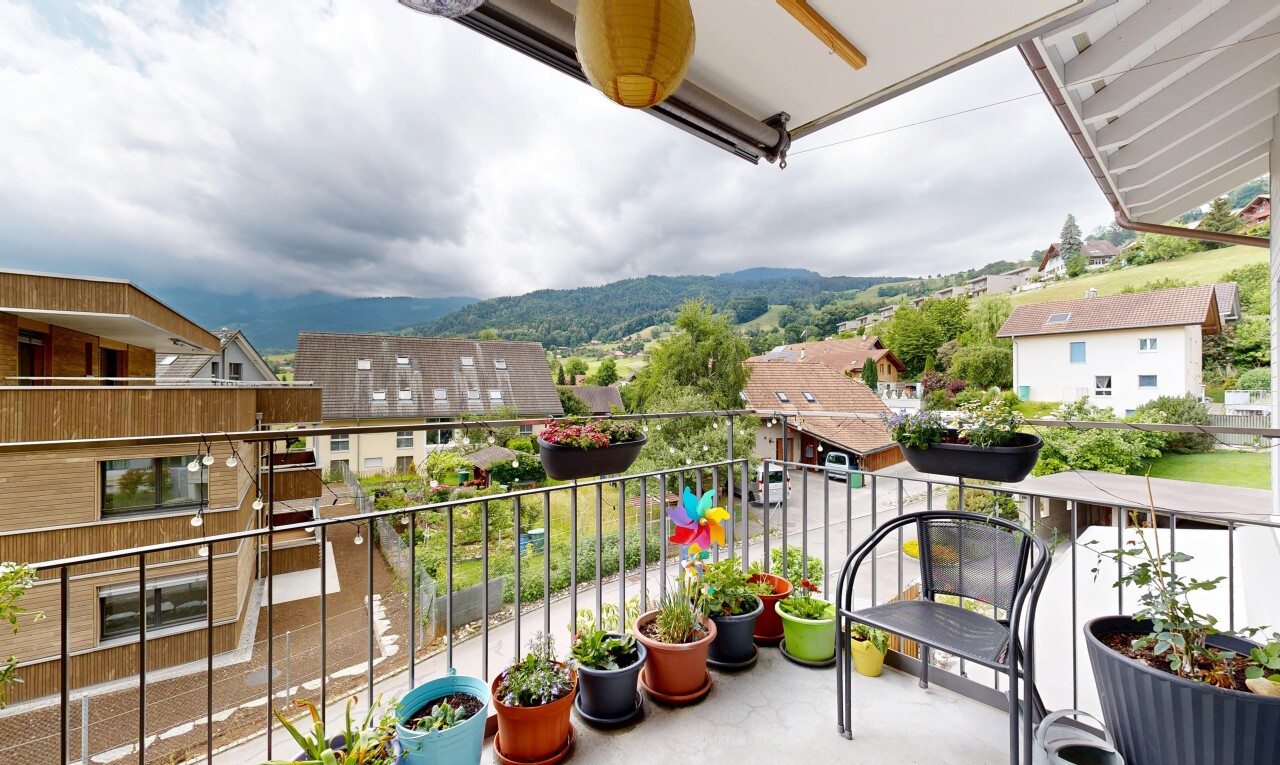 balkon mit balkon, from property, und overcast