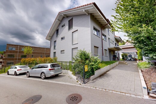 außenansicht mit from community, apartment complex view, overcast, und ziegeldach