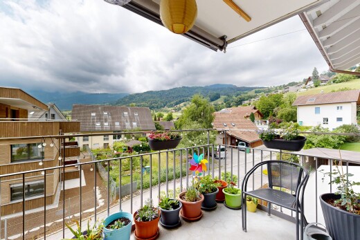 balkon mit balkon, from property, und overcast