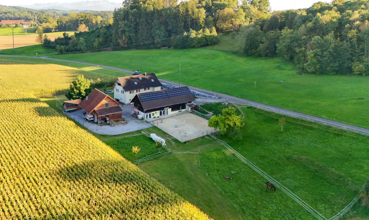 façade avec property visible, vue rurale, rural view, terrasse, et pelouse