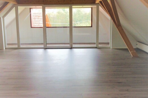 leerer raum mit dachschräge, natürliches licht, vaulted ceiling, natural light, und niedrige decke