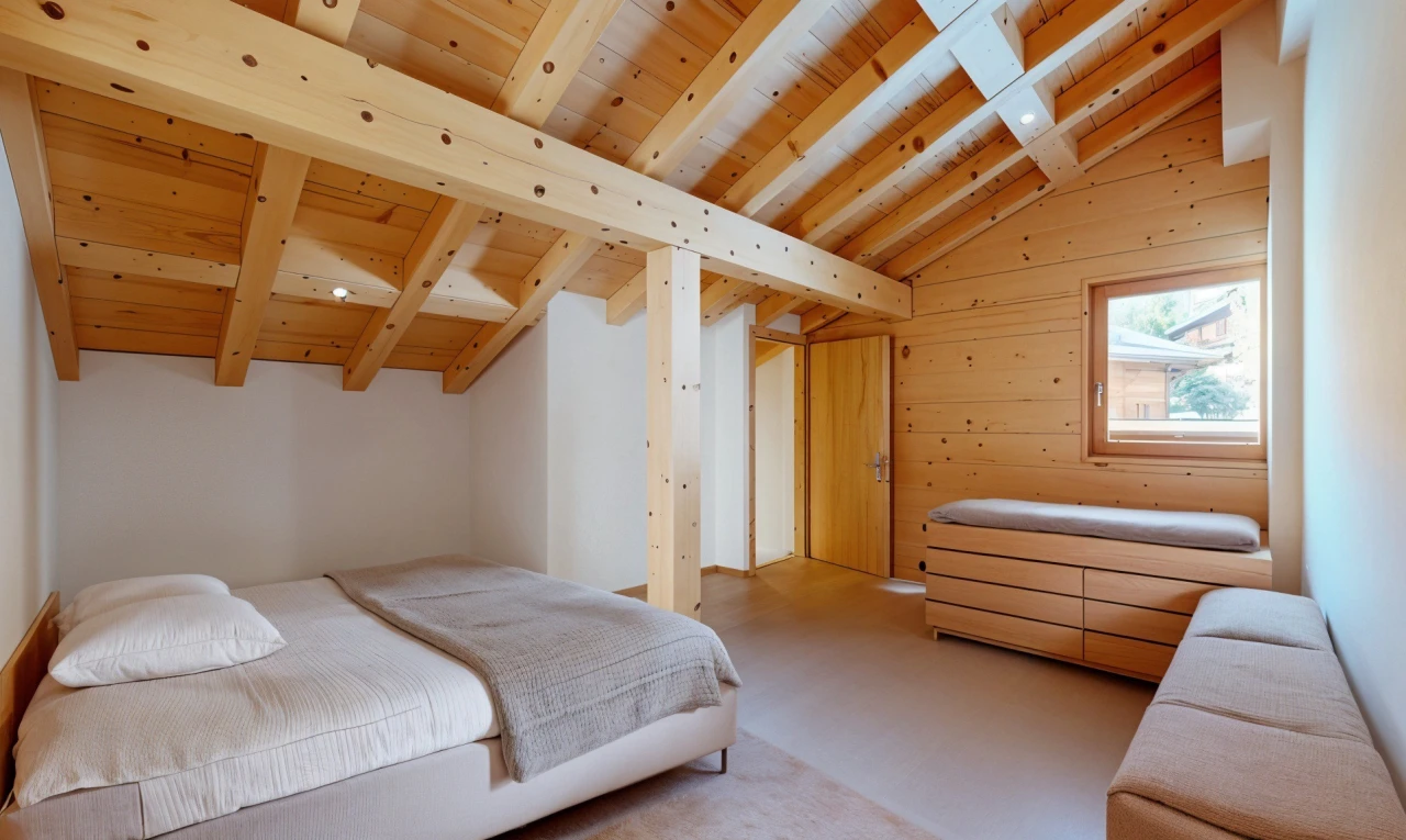 room / bedroom with wood walls, wooden ceiling, and vaulted ceiling with beams