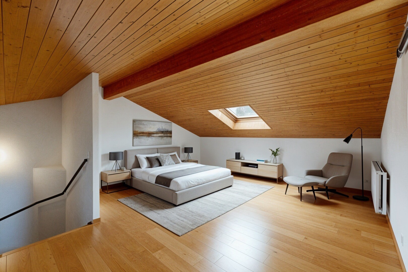 pièce vide avec low ceiling, plafond bas, drywall, cloison sèche, et puits de lumière
