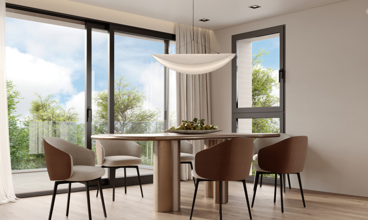 esszimmer mit day time, wood finish floor, holzfußboden, inside property, und natural light