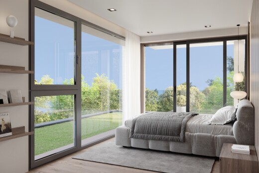 zimmer / schlafzimmer mit natürliches licht, natural light, holzfußboden, wood finish floor, und day time