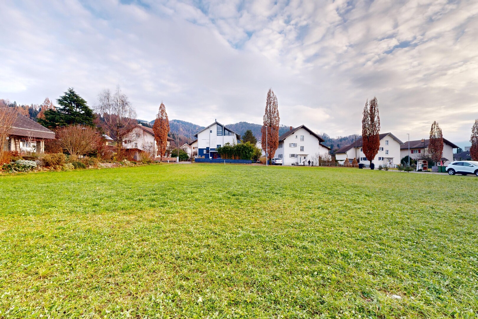 jardin avec pelouse, vue résidentielle, residential view, et day time