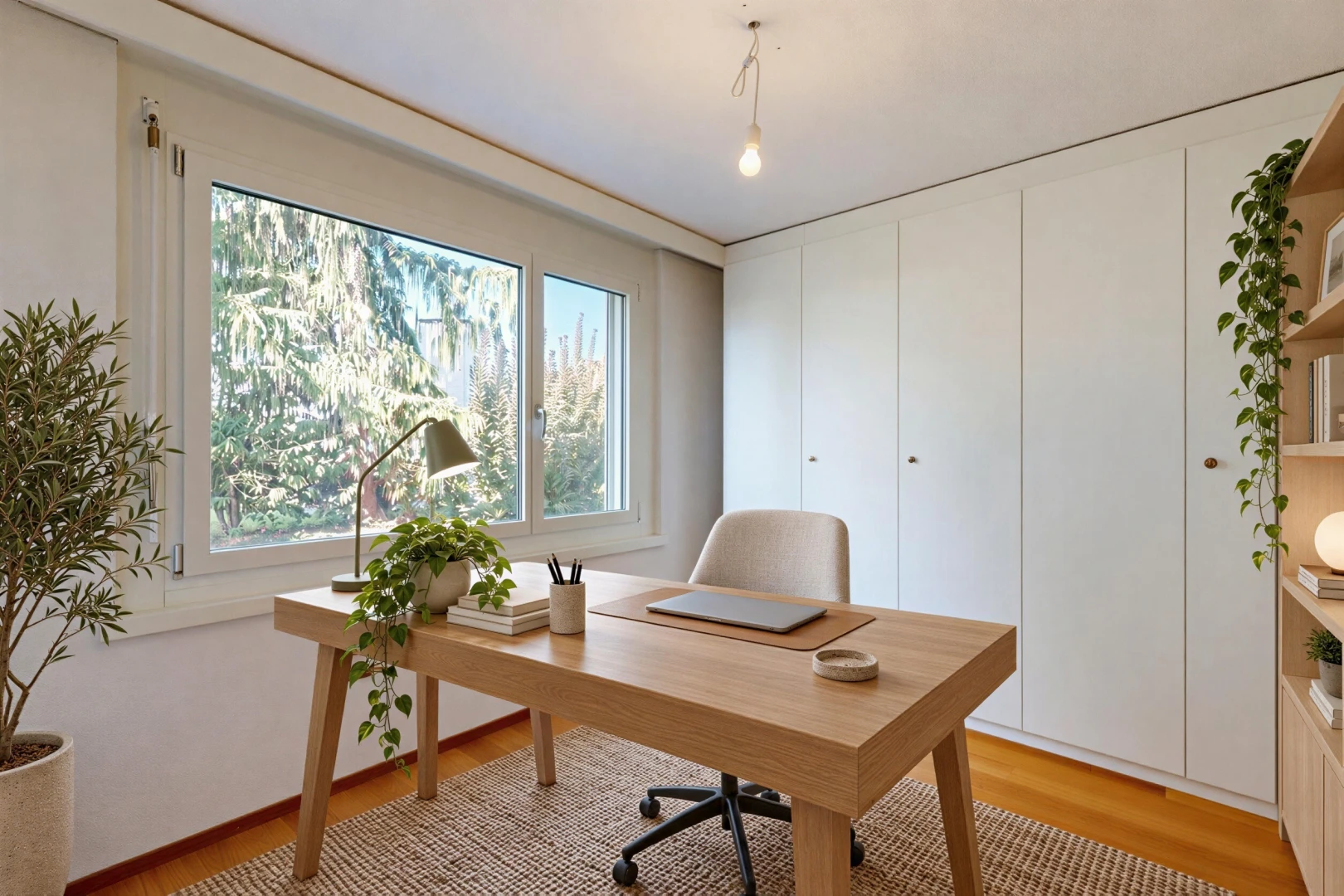 pièce vide avec sol en finition bois, wood finish floor, light floor, inside property, et placard