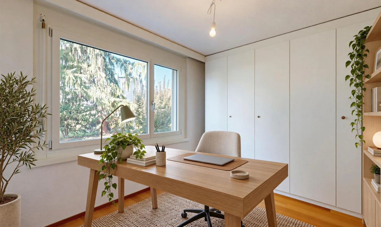 pièce vide avec sol en finition bois, wood finish floor, light floor, inside property, et placard