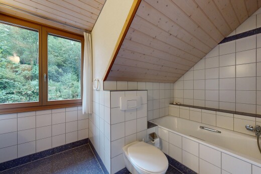 bad mit fliesenwand, tile wall, bad, inside property, und toilette