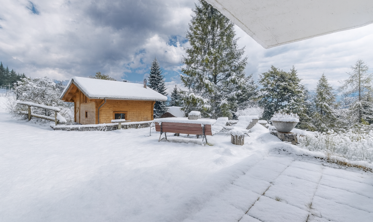 terrasse mit snow, day time, und terrasse