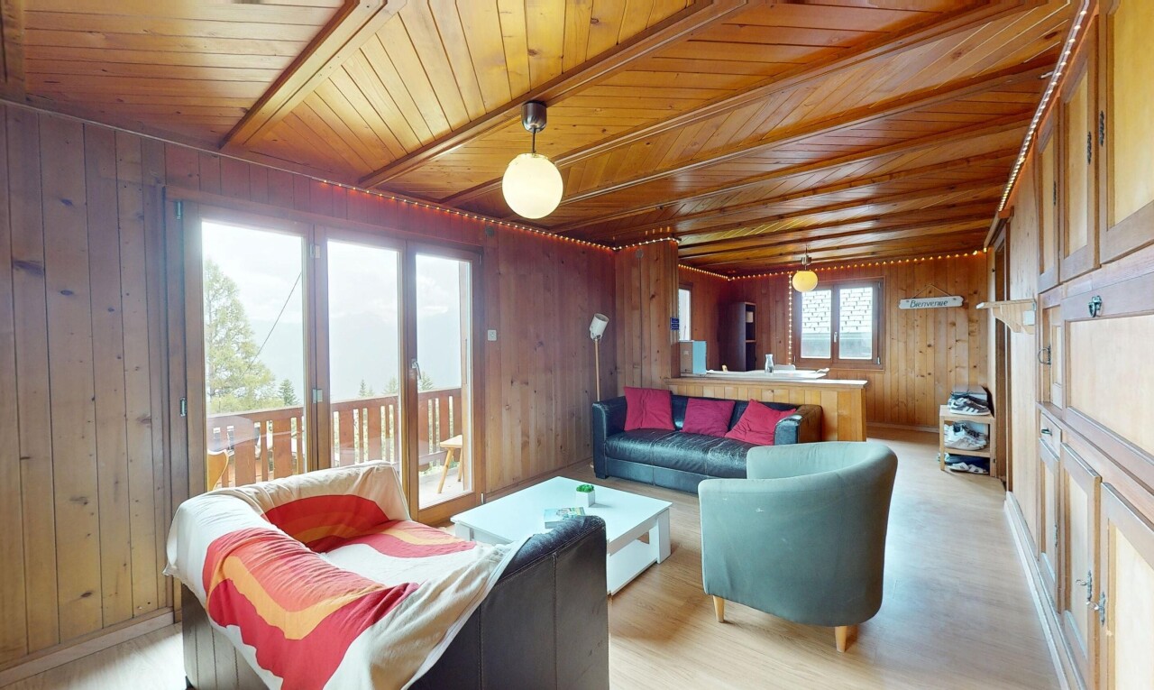 wohnzimmer mit wood ceiling, holzdecke, wood wall, holzwand, und natural light