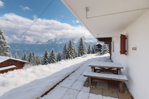 balcon avec day time, snow, from property, mountain view, et vue sur la montagne