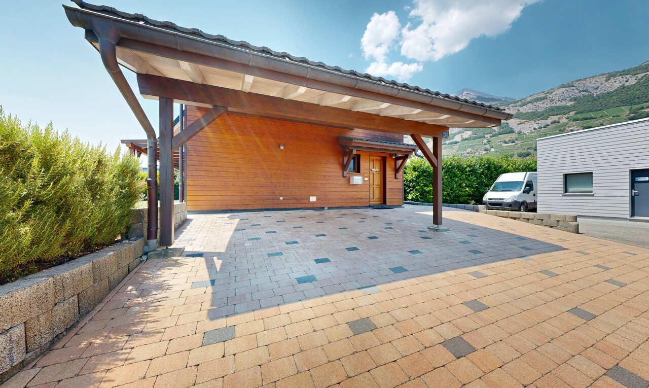 terrasse mit day time, carport angeschlossen, blick auf die berge, mountain view, und from property