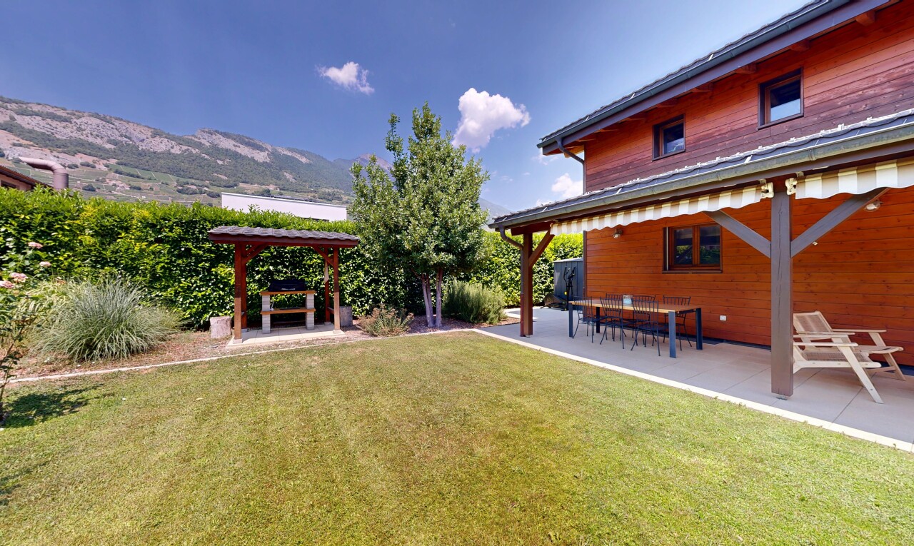 garten mit terrasse, from property, rasen, day time, und markise