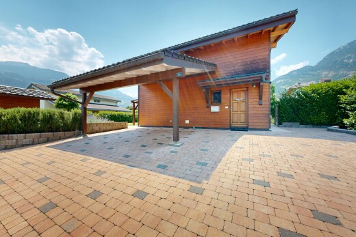 terrasse mit blick auf die berge, mountain view, day time, carport angeschlossen, und from property