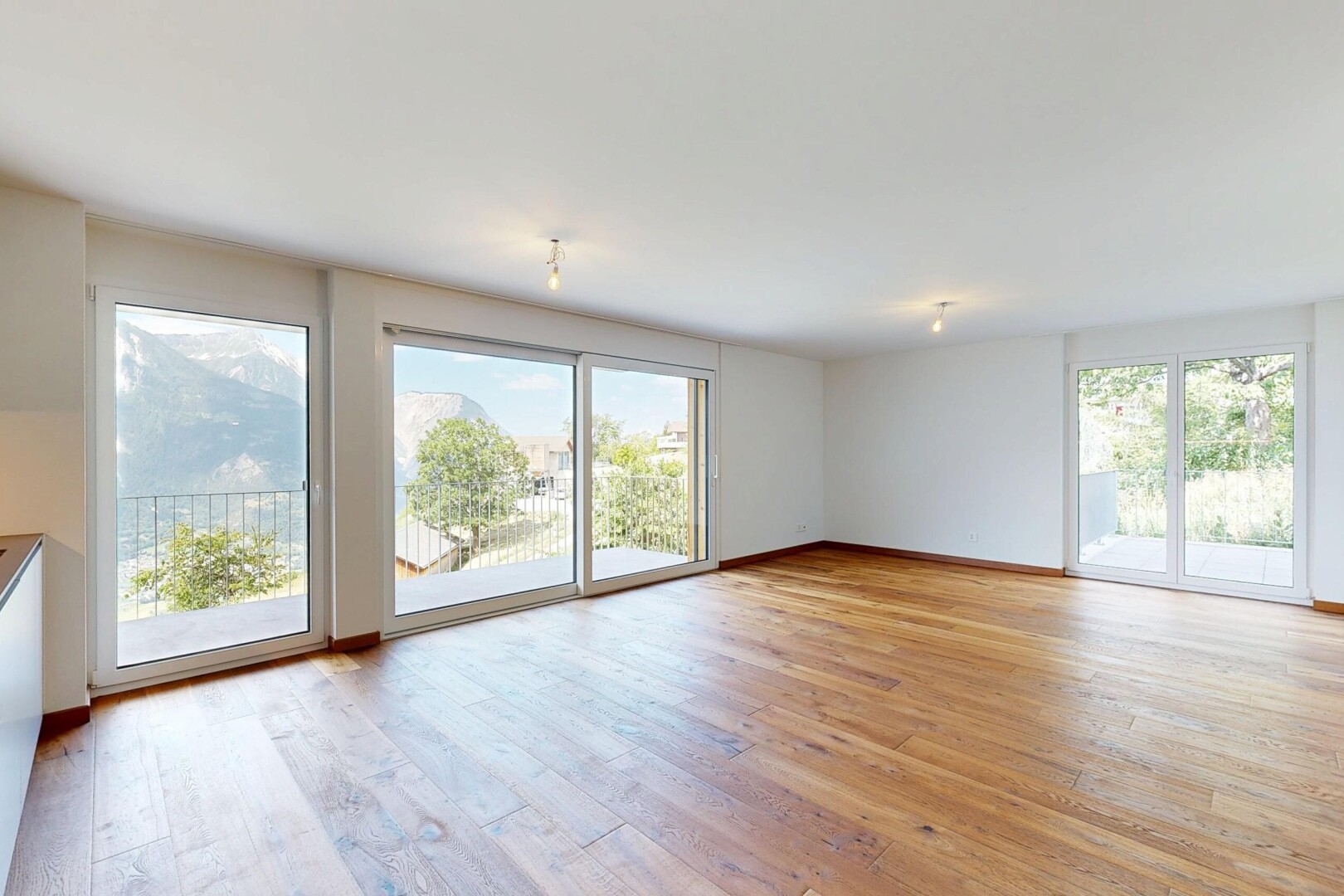 leerer raum mit gipskartonwand, drywall, holzfußboden, wood finish floor, und natürliches licht