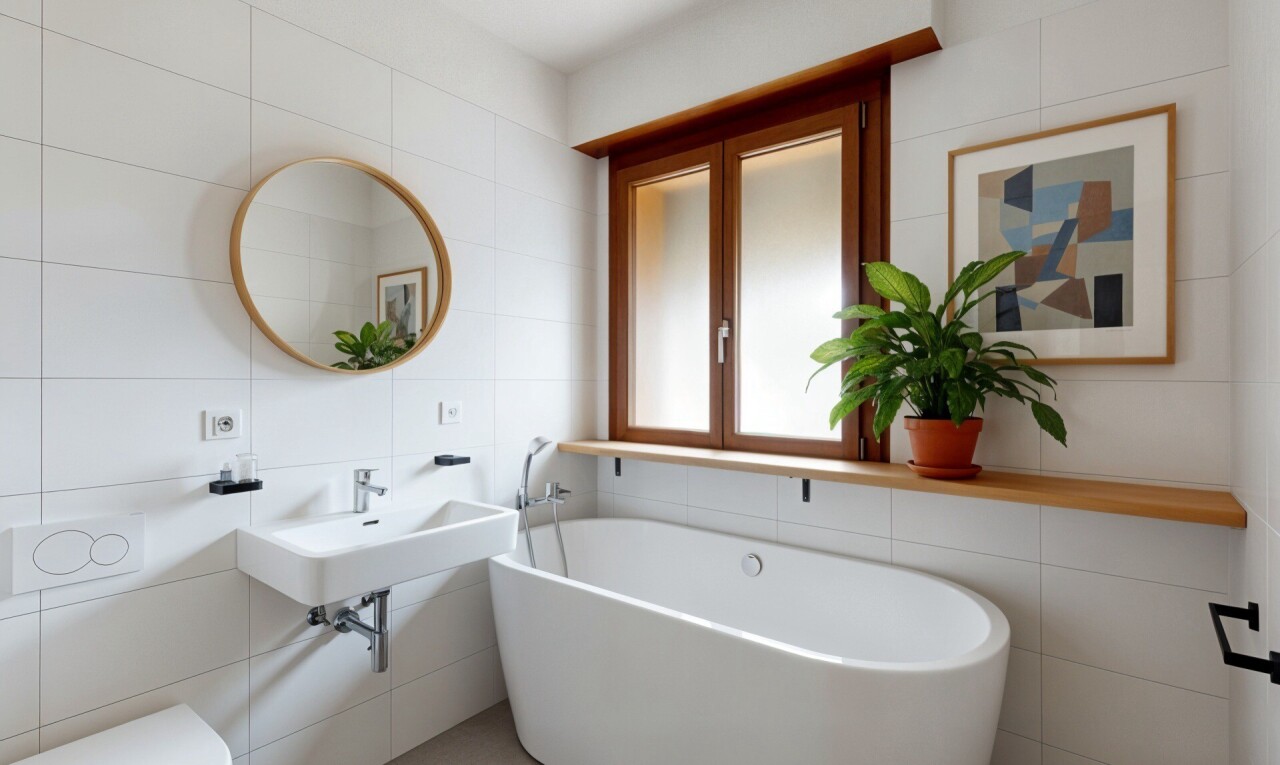 bad mit spiegel, toilette, inside property, natürliches licht, und natural light
