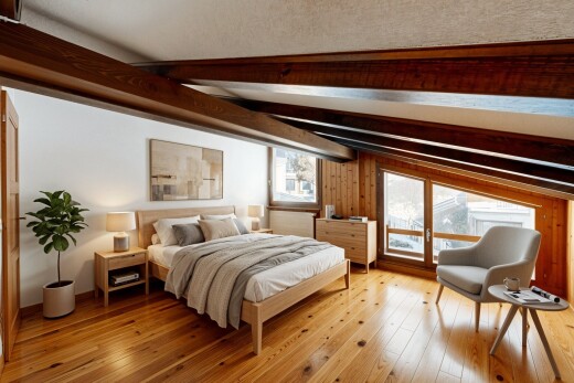 leerer raum mit inside property, balkendecke, beamed ceiling, natürliches licht, und natural light