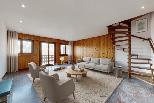 leerer raum mit treppen, inside property, holzwand, wood wall, und natürliches licht