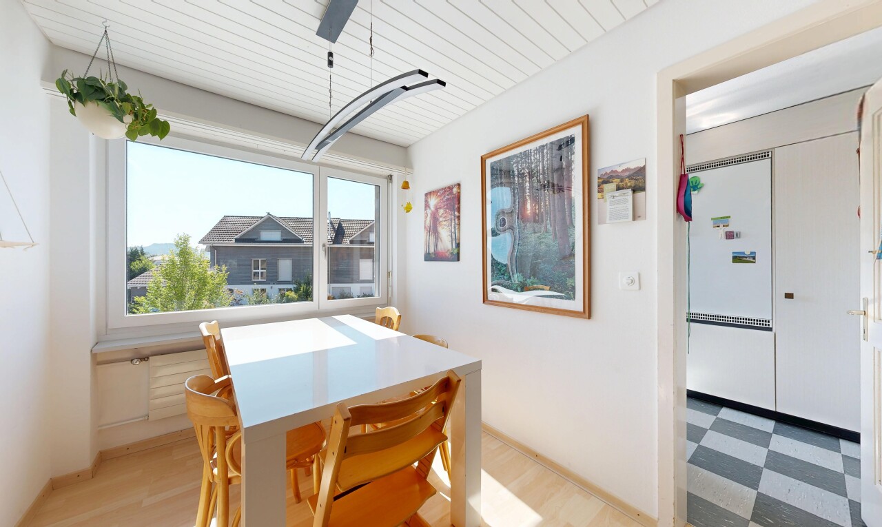 dining space with light floors