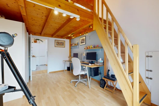 home office with rail lighting, light wood finished floors, and a wood ceiling with exposed beams