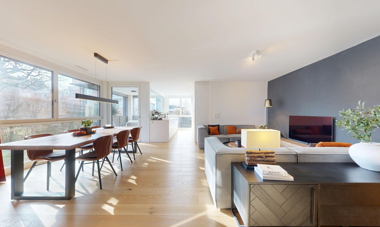 living room with hardwood / wood-style floors